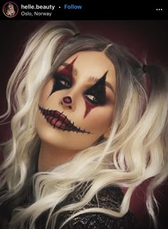 Creative Halloween Makeup Looks Scary, Jester Makeup Female, Maquillaje De Payaso Mujer, Halloween Lip Makeup, Best Halloween Makeup, Creepy Clown Makeup, Cute Clown Makeup, Makeup Clown