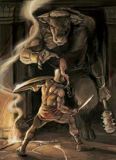 Tales & Mythology: Theseus In Crete Mythological Monsters, Creature Fantasy, Greek Warrior, Legends And Myths