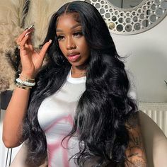 Hair Material 100% Human Hair Hair Texture Body Wave Hair Color #1 jet black Wig Style 5×5 13×4 13×6 360 Lace Front Wig Wig Length 16-30inch Density 150% 180% 250% Cap Size Standard Medium（Circumference 22.5"） Straps Adjustable Last for Over One Year Under Proper Care Return Policy 30 Days No Reason Return with Hair Not Be Used Black Hair Wigs, Jet Black Hair, Frontal Hairstyles, Christmas Hairstyles, Beauty Inspo, Hair Laid, Body Wave Wig, Body Wave Hair, Short Bob Wigs