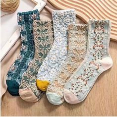 Nwt Women’s Socks Embroidery Floral Socks 5pairs Geometric Textured Mid Calf Socks Material Cotton Blend Hand-Wash Or Dry Clean Geometric- Pattern Long Cotton Blend Socks Size One Size Length 7 Inches Width 3.2 Inches Height 5.1 Inches All Offers Are Welcome !!! Happy To Answer Any Questions! Super Fast Shipping, Ship Out Next Business Day Boho Socks, Embroidered Socks, Flower Socks, Floral Socks, Invisible Socks, Lace Socks, 자수 디자인, Cute Socks, Calf Socks