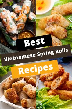 the best vietnamese spring rolls recipe is in this postcard with text that reads, best vietnamese spring rolls recipes