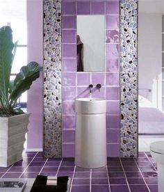 Purple Tiles, Deco Violet, Design Interior Modern, Modern Bathroom Tile