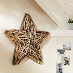 the pinterest app is showing an image of a wooden star