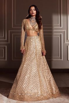 Golden Lehenga, Couture 2023, Net Lehenga Choli, Baju Kahwin, Net Lehenga, Traditional Indian Outfits