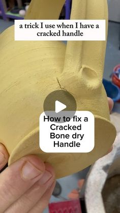 a person holding a fake banana in their hand with the caption how to fix a cracked bone dry handle