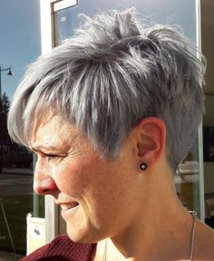 Spiky Tapered Pixie Haircut For Older Women, Short Pixie