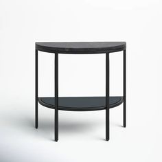 a black table with a shelf on it