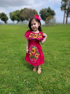 Beautiful Pink Embroidered Mexican  Toddler Dress Sizes: Size 1, 2 Toddler and 4, 6, 8  Please remember that they are handmade dresses and You may receive flowers and thread colors different than the ones in the picture. The Model is 3yrs Old and she is wearing a size 4.  Thank you for visiting my shop! Gracias Por visitar nuestra tienda ! HABLO ESPAÑOL :) contactanos para cualquier Pregunta. EVERYTHING IN MY SHOP IS READY TO SHIP - NO PRE-ORDERS- NO CUSTOM ORDERS. FREE SHIPPING TO USA ORDERS ( Mexican Dresses For Kids, Toddler Mexican Dress, Receive Flowers, Spanish Dress, Fiesta Dress, Dress Traditional, Fiesta Outfit, Mexican Dress, Women Lace Dress