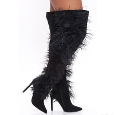 Brand New Black Knee High Heeled Boots High Winter Boots, Black Over The Knee Boots, Expensive Fashion, Sequin Boots, Fashion Nova Shoes, Knee High Heels, Trendy Boots, High Heel Boots Knee, Black Suede Booties