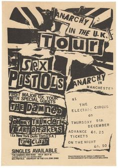 Live Concert Poster, Punk Typography, Punk Rock Posters, Anarchy In The Uk, Poster Punk, Punk Poster, Arte Punk, 타이포그래피 포스터 디자인, Punk Design