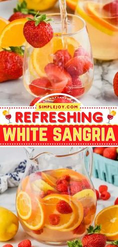 refreshing white sangria with strawberries and lemons