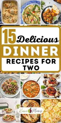 the cover of 15 delicious dinner recipes for two