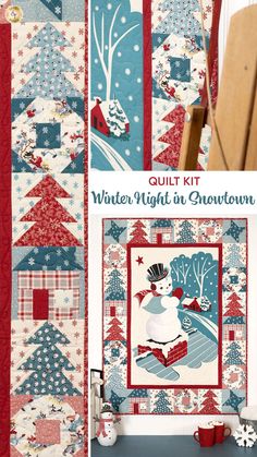 quilt kit for winter night in snowtown