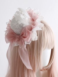 Elevate your kawaii-inspired look with our feathers decorated mini hat! Available in three adorable colors - pink, white, and blue - this charming accessory features a bowknot and delicate feathers, adding a touch of whimsy to any outfit. Whether you're attending a tea party, cosplay event, or simply want to add a playful twist to your ensemble, this mini hat is the perfect choice.   Please note that this product includes only one mini hat. White And Pink Outfit Party, Cute Party Headpieces, Cute Adjustable Hat With Bow, White Headpieces As A Spring Gift, White Headpieces For Spring Gift, White Adjustable Kawaii Hat, White Cat Ears Headband For Party, Pink Bow Hat For Spring, Adjustable Spring Headpiece With Bow