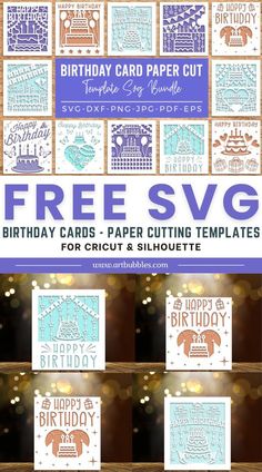 birthday card cutting templates for cricut and silhouette cut - free svg