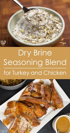 dry brine seasoning blend for turkey and chicken is being spooned into a bowl