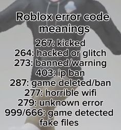 a man in a black shirt is doing tricks on a skateboard with the words roblox error code meanings