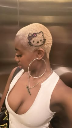 #y2k #hello #kitty #aesthetic #buzzcut #shorthair #design Cheetah Print Buzzcut, Y2k Hello Kitty Aesthetic, Aesthetic Buzzcut, Buzzcut Designs, Rich Baddie, Kitty Aesthetic, Y2k Hello Kitty, Buzzed Hair, Hello Kitty Aesthetic