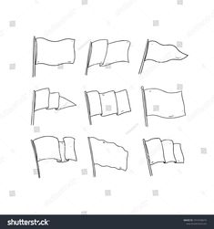 hand drawn flags set on white background with space for your message or logo, illustration