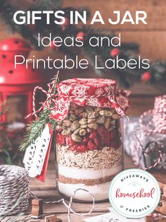 gifts in a jar ideas and printable labels