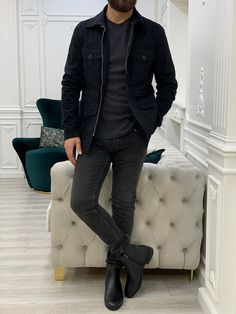 Limoux Slim Fit Black Denim Jacket-baagr.myshopify.com-Jacket-BOJONI Fitted Cotton Outerwear With Multiple Pockets, Long Sleeve Biker Jacket With Pockets For Work, Casual Outerwear With Multiple Pockets And Lapel Collar, Casual Hooded Workwear Outerwear, Casual Hooded Outerwear For Work, Fitted Winter Utility Jacket With Flap Pockets, Fall Denim Jacket With Multiple Pockets And Long Sleeves, Fall Denim Jacket With Multiple Pockets, Winter Denim Jacket With Patch Pockets