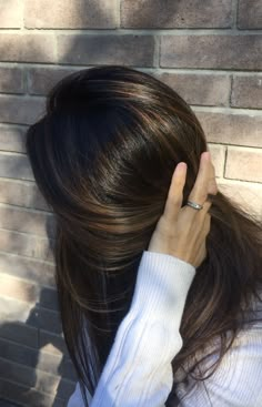 Highlights For Dark Brown Hair, Hair Colour Inspo, Color For Black Hair, Black Hair With Highlights