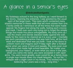 a green poster with the words, a glance in a senior's eyes