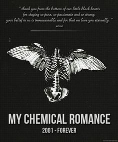 a black and white poster with the words, my chemical romance