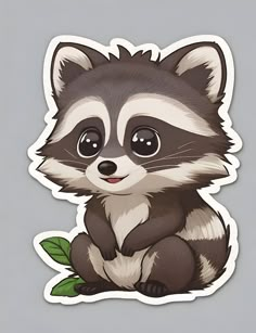 a sticker with a raccoon sitting on top of it