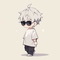 an anime character wearing sunglasses and a white shirt