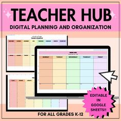 the teacher hub digital planning and organization for all grade k - 12 students is shown