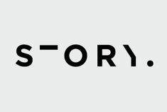 the word story written in black on a white background