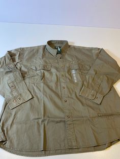 Size 2XL, new with tags! Safari Shirt, Brands Outlet, Casual Button Down Shirts, Mens Long Sleeve, Chest Pocket, Casual Shirts, Work Wear, Mens Jackets, Mens Accessories