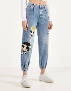 Balloon Fit Jeans, Powerpuff Kızları, Powerpuff Girl, The Powerpuff Girls, The Powerpuff, Painted Jeans, Painted Denim, Painted Clothes, Jeans Diy