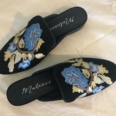 Gorgeous Matisse Black Suede Mules. Blues, Gold, Gray And Brown. Never Worn But Does Have Scuff On Sole. See Pics. Size 9m Gray And Brown, Matisse Shoes, Suede Mules, Mule Clogs, Mules Shoes, Mule, Black Suede, Brown And Grey, Clogs