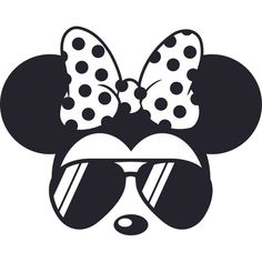 a minnie mouse with sunglasses and polka dots on it's head, wearing a bow