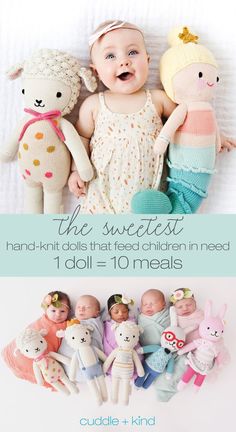 the sweetest hand - knit dolls that feed children in need doll = 10 meals