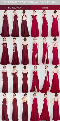 the bridesmaid dresses are all different colors and sizes