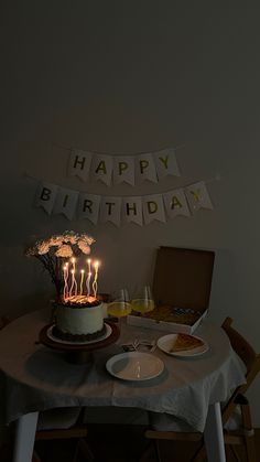 a birthday cake sitting on top of a table