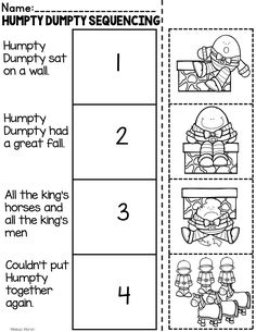 the humpty dumpty sequence worksheet for kids to learn how to count numbers