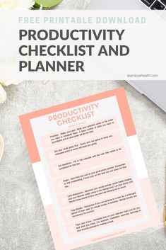 the printable checklist and planner is shown on top of a desk next to a laptop