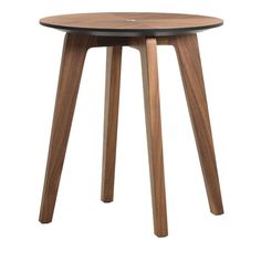 a round wooden table with two legs and a black top on an isolated white background