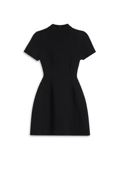 C4262359-CREPE-KNIT-COLLAR-PEPLUM-DRESS-BLACK-SCANLANTHEODORE-0_1708302024 Professional Black Dress, Peplum Skirt, Scanlan Theodore, Future Outfit, Black Tweed, Professional Attire, Short Dresses Casual, Spring Summer Dress, Fashion Plates