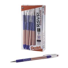 two pens in the packaging with an american flag design