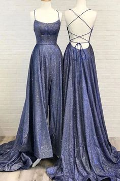 Prom Dress Spaghetti Strap Prom Dress, Blue Evening Dresses, Sweetheart Dress, Dress Evening, Prom Dresses Blue, Party Gowns, Blue Satin, Long Prom Dress, Evening Dresses Long