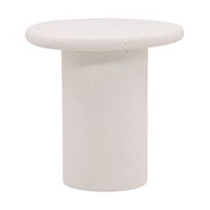 a white table with a round top on a white background for use as a decoration