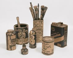 an assortment of old - fashioned toothbrushes and other items are shown in this image