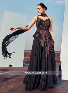 Stylish Black Palazzo Suit For Reception Wear... Palazzo Dress