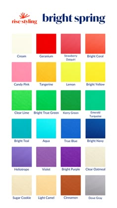 bright spring color chart with different colors