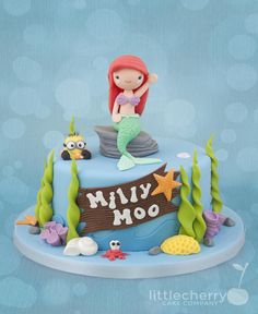 a little mermaid birthday cake with an under the sea theme